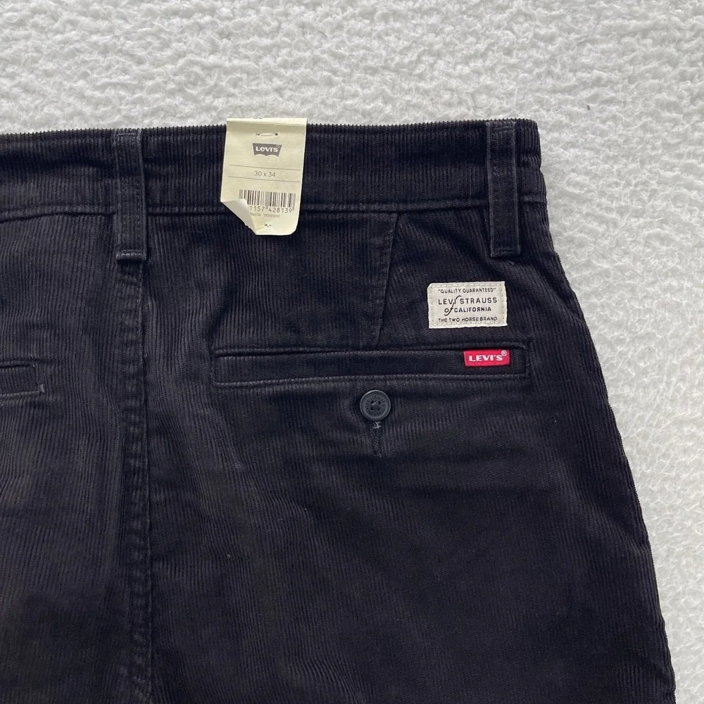 Levis Pants Mens 30x34 Black XX Chino Standard Taper Corduroy Pinwale Preppy NEW